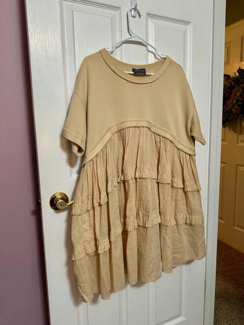 Hudson Gray Large Tiered Ruffle Tunic Dress in Camel/Tan - Picture 5 of 6